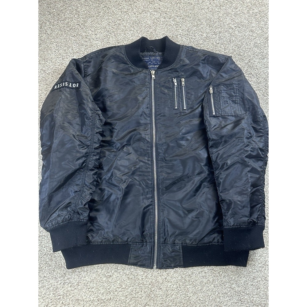 Bleeker & Mercer Full Zip Quilted Bomber Jacket Men's Size 3XL Black Hip Hop Y2K